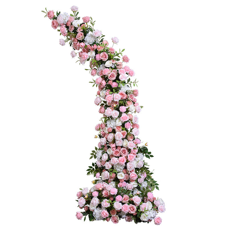 Sheep Horn Shaped Pink Simulated Flower Art Wedding Party Outdoor Activity Layout Background