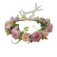 Bridal Wreath Headpiece Purple and Pink Roses
