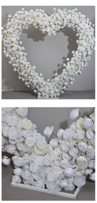 Disposition de cérémonie de proposition en forme de cœur blanc, décoration de mariage, Simulation de fleurs, décoration de fenêtre de salle d'exposition
