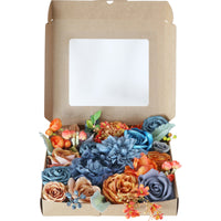 Wedding Flower Box Blue Orange Rose