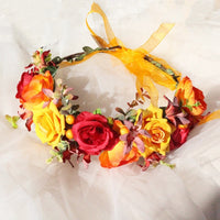 Bridal Wreath Headpiece Red And Orange Rose