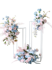 Pink And Blue Simulated Floral Arrangement Flower Stand Combination Birthday And Wedding Banquet Event Decoration Props
