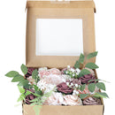 Boîte à fleurs de mariage Roses roses et violettes