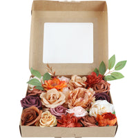 Boîte à fleurs de mariage roses et pivoines rouge foncé