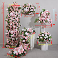 Nouveau 5D rose Simulation florale décoration de mariage rangées de fleurs boules de fleurs arc décoration