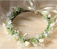 Couronne de mariée avec fleurs beiges