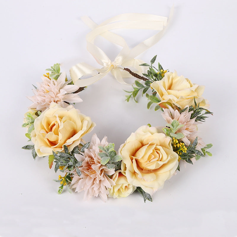 Couronne de mariée avec rose jaune clair