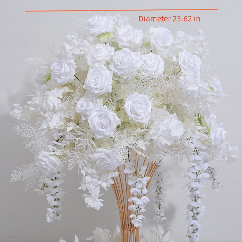 60cm Simulation Fog Hydrangea Rose Ball Wedding Table Flower Art Iron Flower Rack Decorative Flower Ball