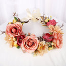 Bridal Wreath Headpiece Orange and Red Roses