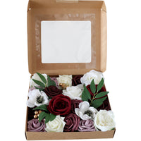 Wedding Flower Box White Dark Red Rose