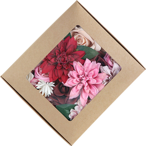 Boîte à fleurs de mariage chrysanthème rose