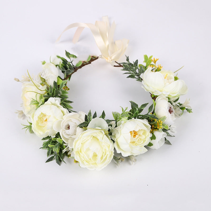 Bridal Wreath Headpiece White Peony