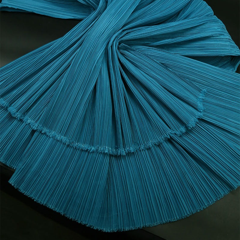Deep Lake Blue Flowerva Pleated Decoration Printmaking Fabric