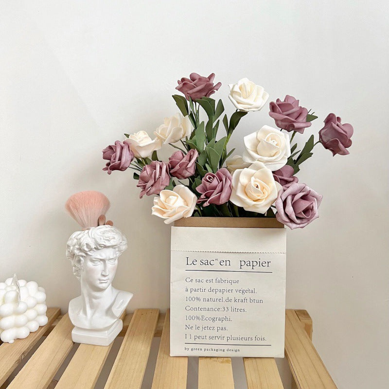 Hand Bouquet Romantic Pink Purple White Roses