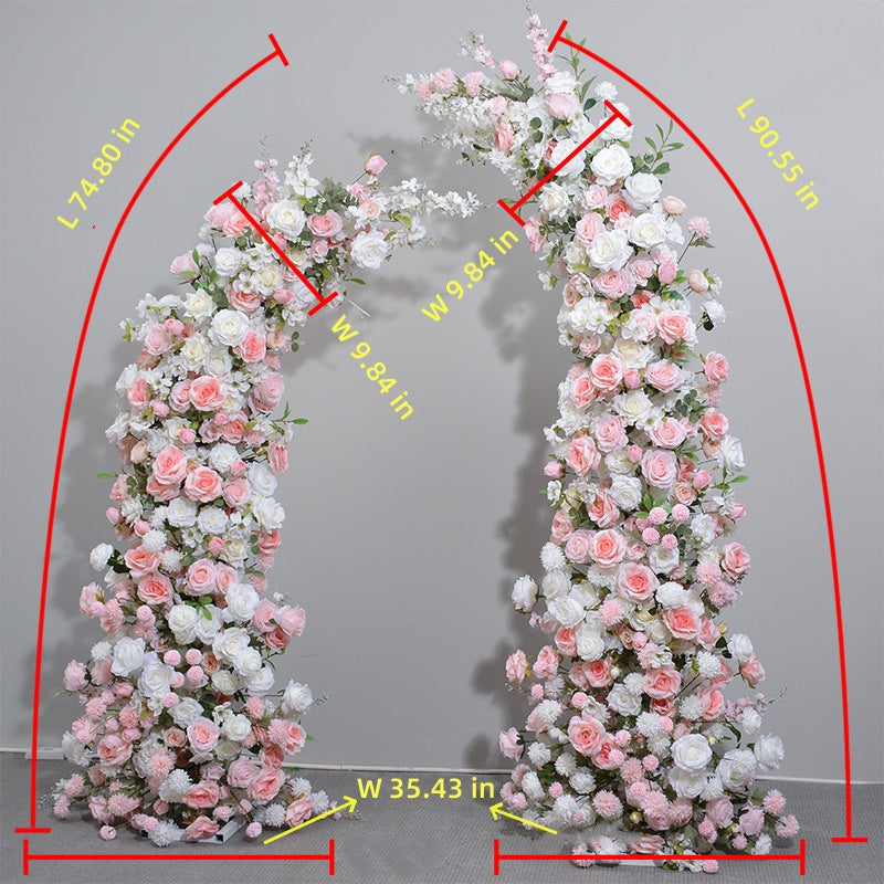 New Rose Ox Horn Frame Simulated Flower Art Wedding Background Decoration Simulated Flower Church Window Exhibition Hall Arch Layout 5D Ox Horn Flower