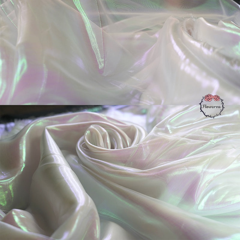 Flowerva – tissu Organza en soie Transparent, blanc, fin et doux, Design pour robe de mariée, décoration de mariage 