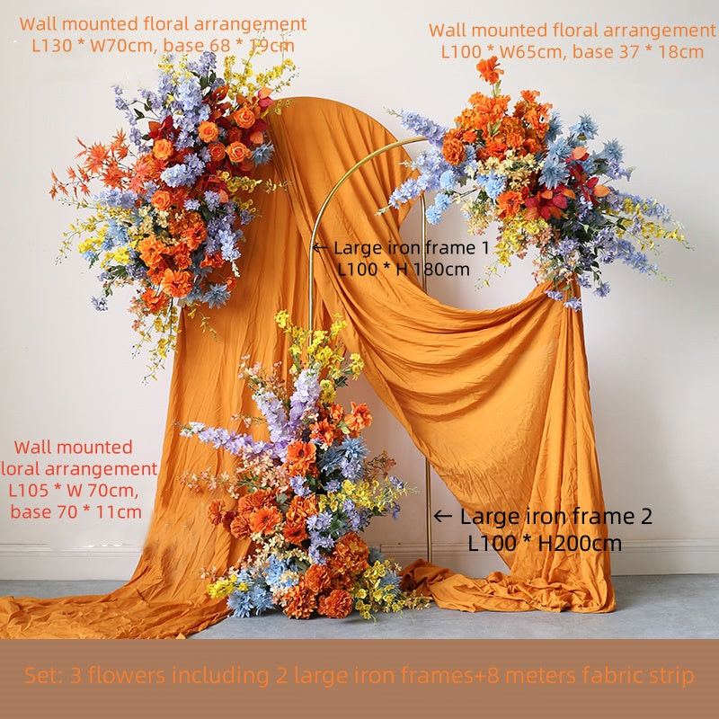 Flowerva Orange Premade-Flower Wedding&Proposal Stage Background Arrangement Set Decoration