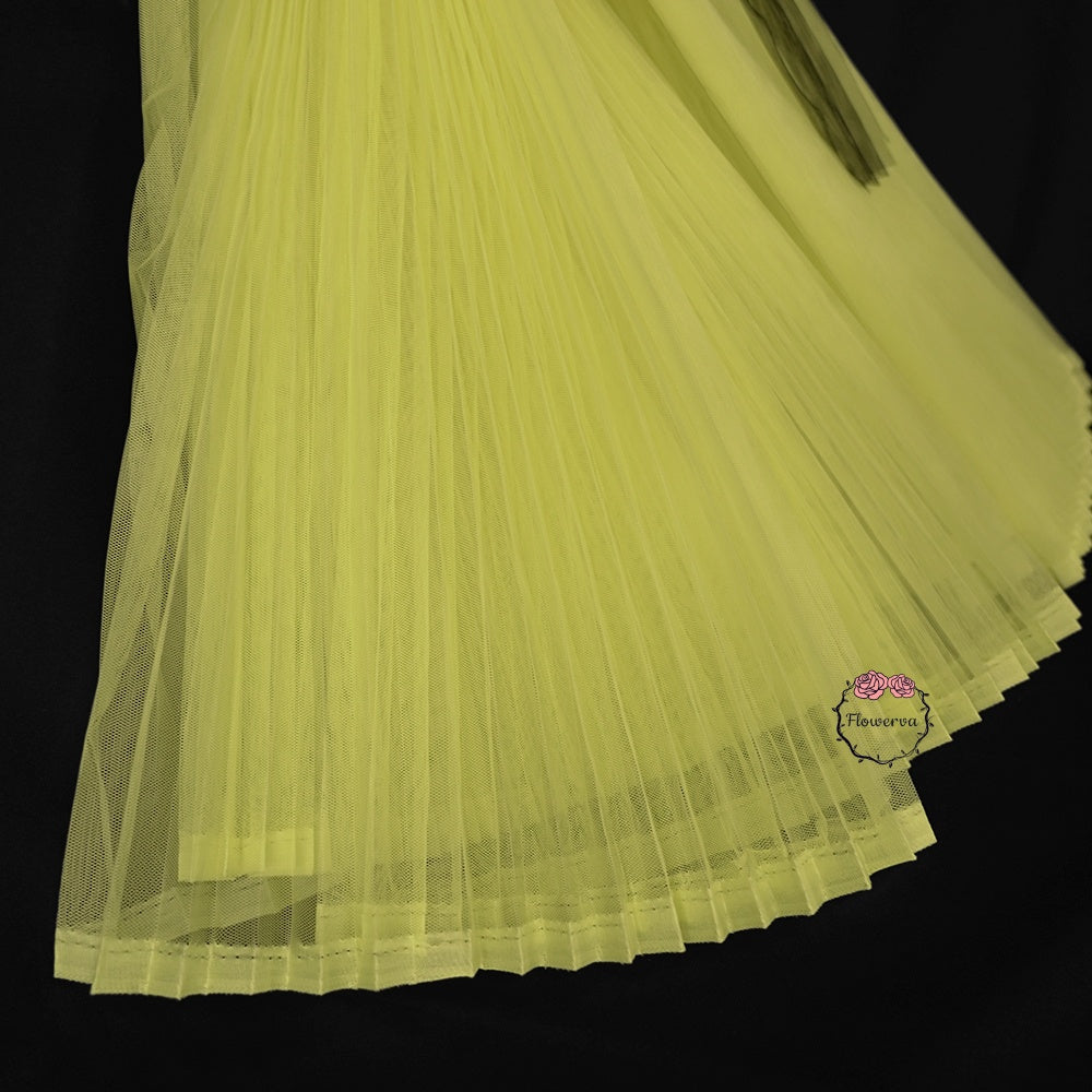 Bright Yellow Great Great Organ Pleated Organza Crinkle Fabric 6324