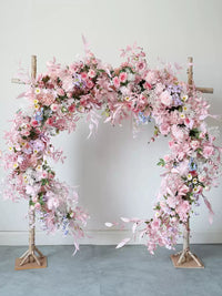 Flowerva Pink Circular Arch Floral Art Wedding Party Background Wall Hanging Road Guide Simulation Flower Arrangement