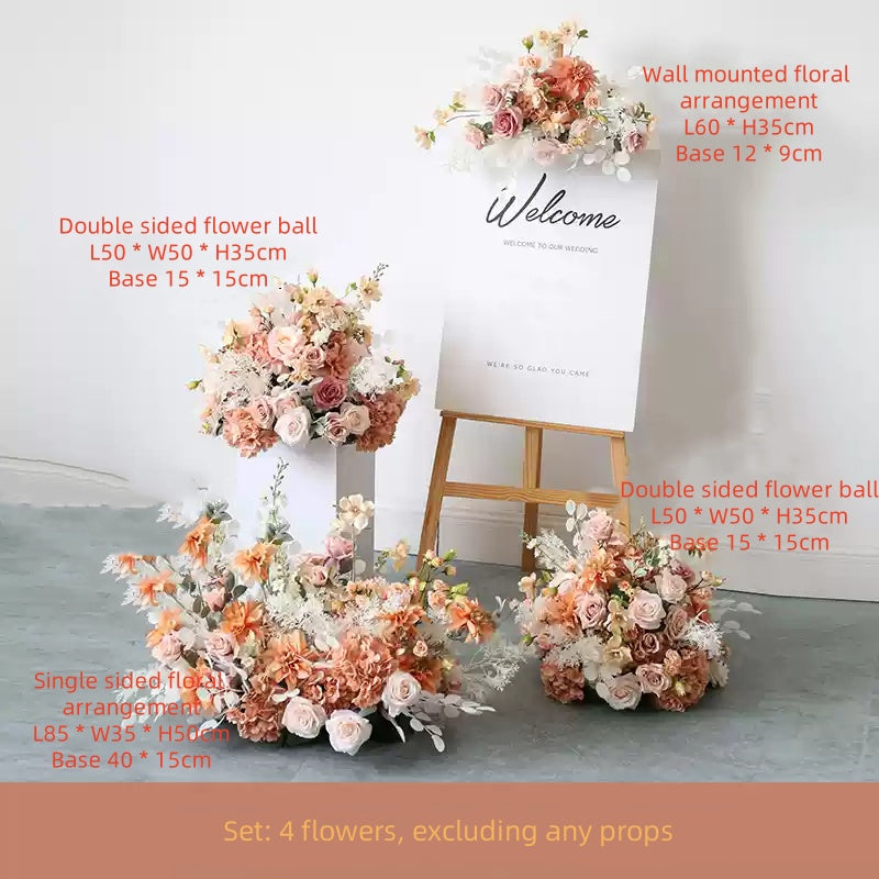 Flowerva Milk Coffee Color Wedding Floral Arrangement Simulation Floral Props Ornaments Arch Wall Hanging Road Guide Flower Bouquet