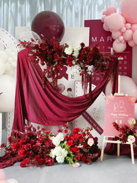 Flowerva Dark Red Wedding Welcome Floral Arrangement Shooting Background Road Guide Simulation Flower