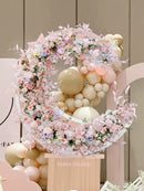 Flowerva Pink Circular Arch Floral Art Wedding Party Background Wall Hanging Road Guide Simulation Flower Arrangement