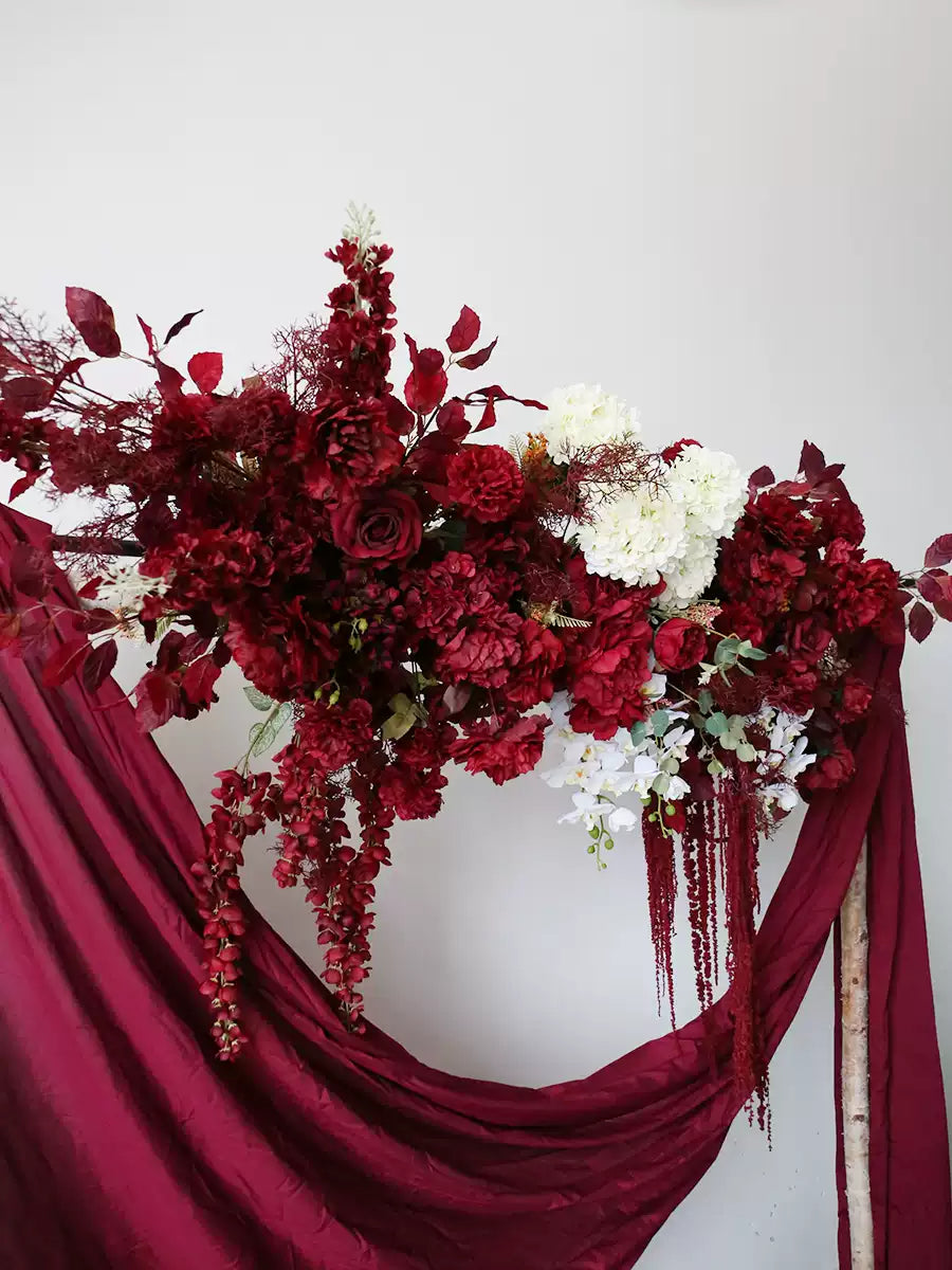 Flowerva Dark Red Wedding Welcome Floral Arrangement Shooting Background Road Guide Simulation Flower