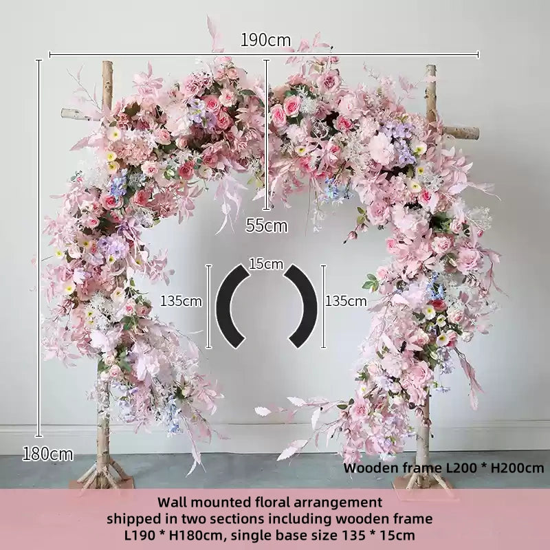 Flowerva Pink Circular Arch Floral Art Wedding Party Background Wall Hanging Road Guide Simulation Flower Arrangement