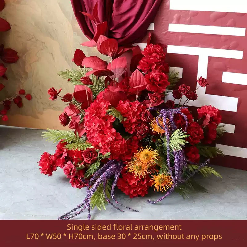 Flowerva Dark Red Wedding Welcome Floral Arrangement Shooting Background Road Guide Simulation Flower