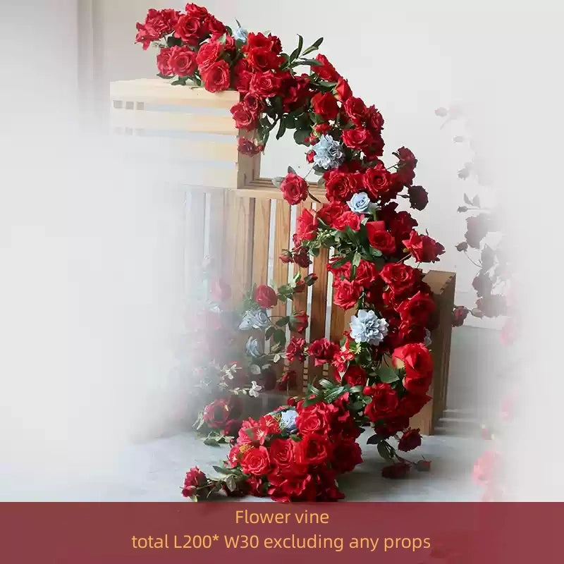 Flowerva Dark Red Wedding Welcome Floral Arrangement Shooting Background Road Guide Simulation Flower