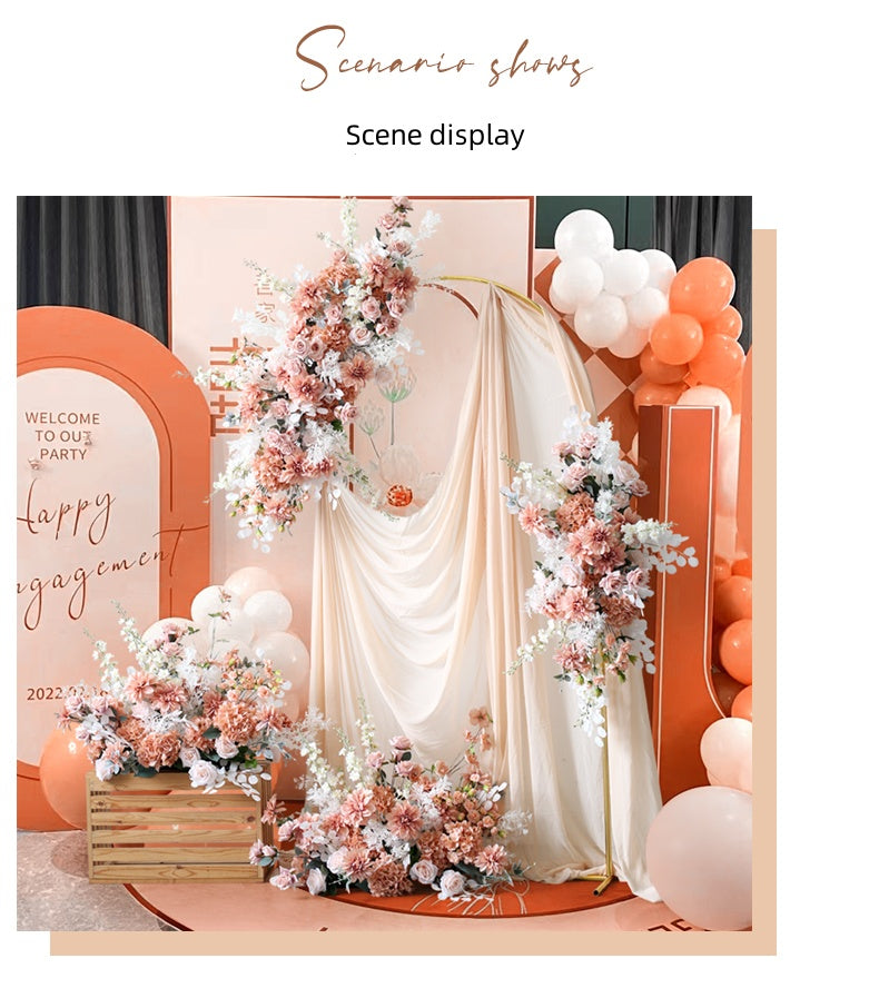 Flowerva Milk Coffee Color Wedding Floral Arrangement Simulation Floral Props Ornaments Arch Wall Hanging Road Guide Flower Bouquet