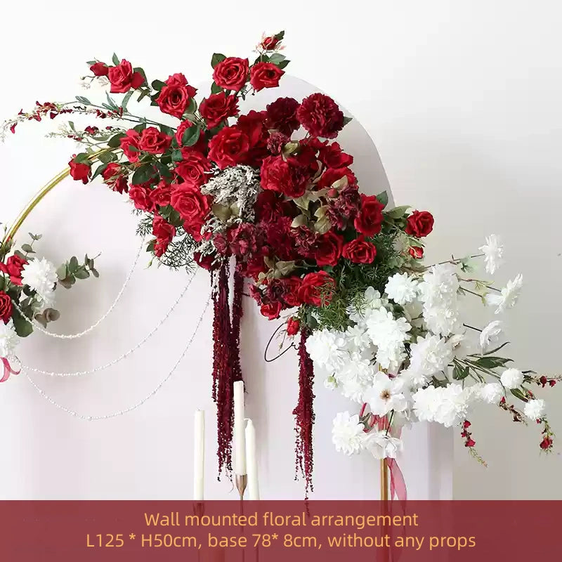 Flowerva Dark Red Wedding Welcome Floral Arrangement Shooting Background Road Guide Simulation Flower