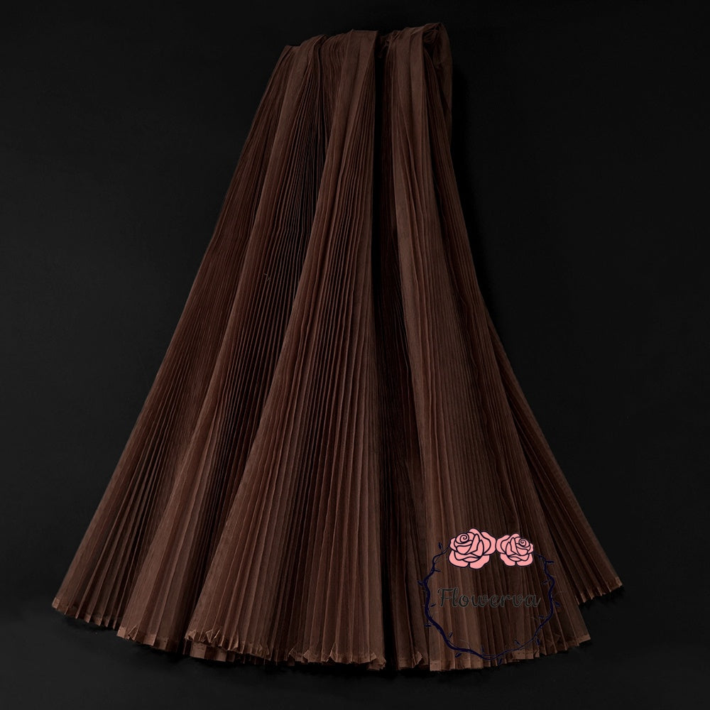 Coffee Color Great Pleated  Organza Crinkle Fabric 6324