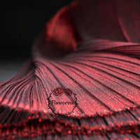 Obsidian Red Metal Pearl Yarn Texture Wrinkle Fabric Wedding Style Stage Decoration Floral Fabric