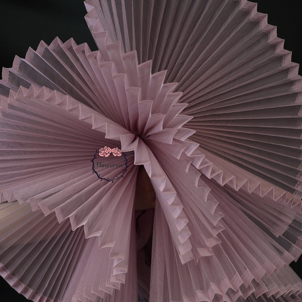 Grand tissu froissé en organza plissé rose racine de lotus 6324