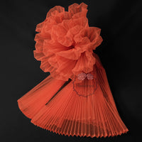 Orange Red Great Pleated Organza Crinkle Fabric 6324