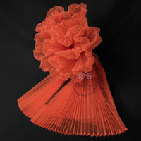 Grand tissu froissé en organza plissé rouge orange 6324