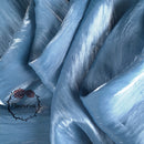 Flowerva Sparkling Ice Blue Crystal Wrinkled Organza Silver Gray Glossy Design Fabric