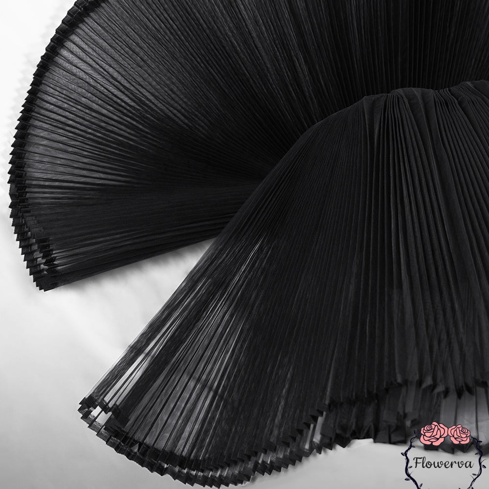 Black Great Pleated  Organza Crinkle Fabric 6324