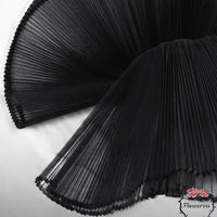 Grand tissu froissé en organza plissé noir 6324