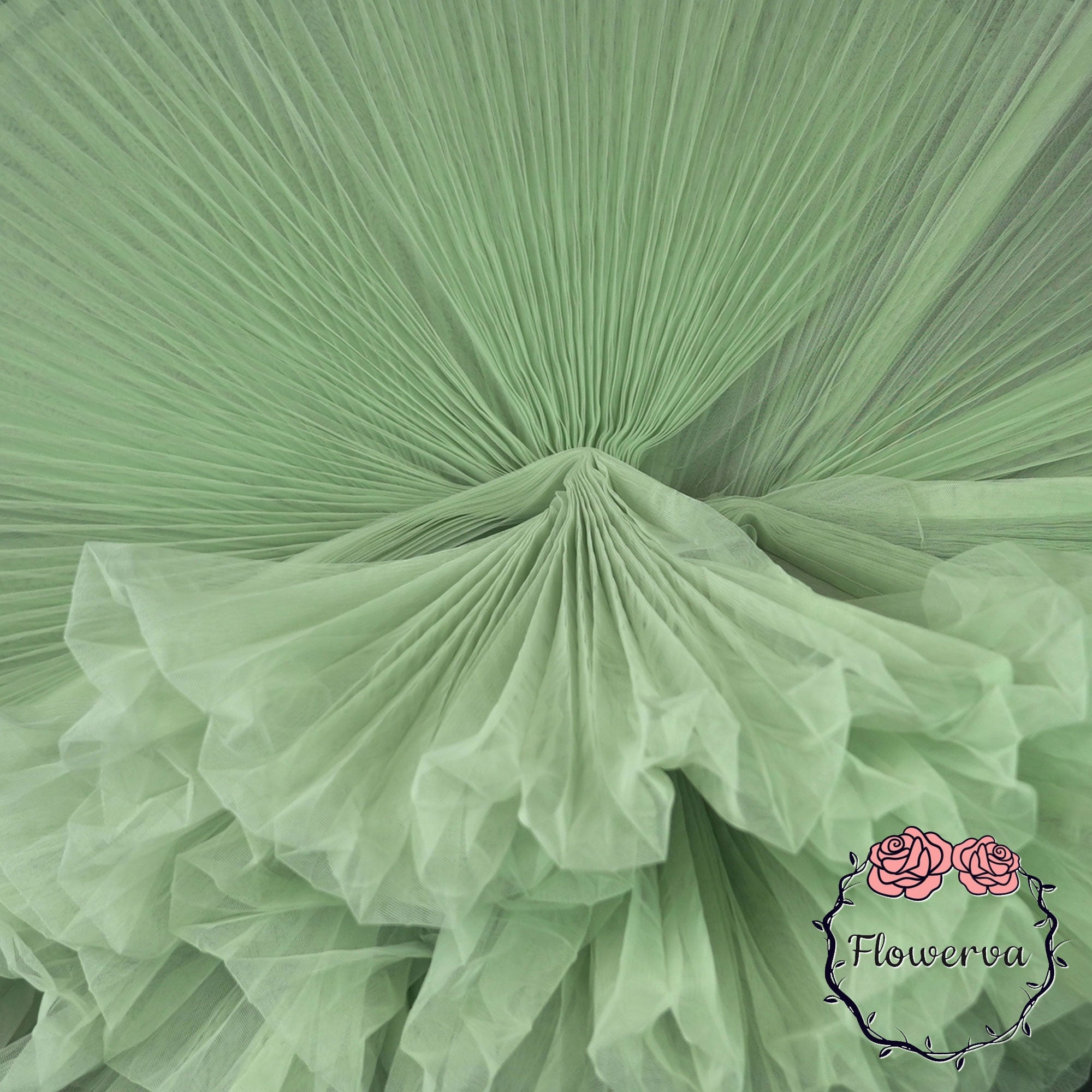 Light Green  Great Pleated Organza Crinkle Fabric 6324