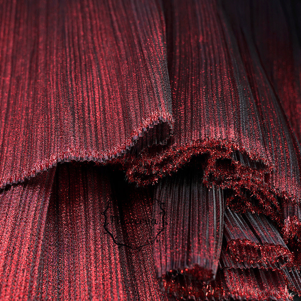 Tissu froissé à Texture de fil de perles en métal rouge obsidienne, tissu Floral de décoration de scène de Style de mariage