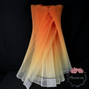 Gradient Orange-Yellow Pleated Organza Crinkle Fabric With Rigid And Wide Trim Stage Handmade Dress Designer Fabrics