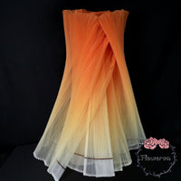 Tissu froissé en Organza plissé dégradé Orange-jaune, avec garniture rigide et large, tissus de créateurs de robes faits à la main