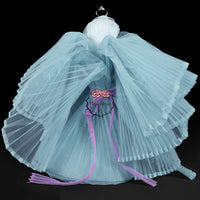 Clear Sky Blue Great Pleated  Organza Crinkle Fabric 6324