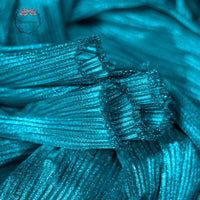 Peacock Blue Pearl Yarn Texture Pleated Fabric Wedding Style Stage Decoration