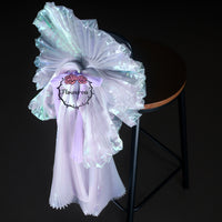 Taro – fil plissé à Texture sirène blanche, fil à paillettes fantôme, tissu de décoration de scène de mariage