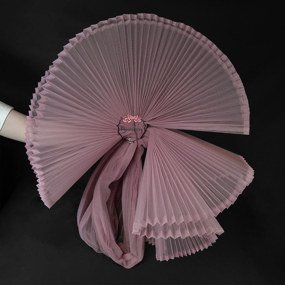 Grand tissu froissé en organza plissé rose racine de lotus 6324