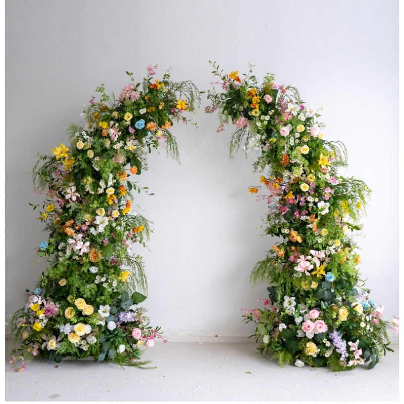 Flowerva Pastoral Forest Series Bull Horn Arch Simulated Flower Art Wedding Event Background Decoration