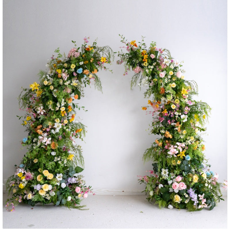 Pastoral Forest Series Bull Horn Arch Simulated Flower Art Wedding Event Background Decoration